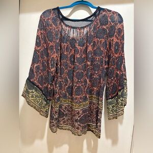 Plenty by Tracey Reece top. Size medium. Viscose transparent flowy 3/4 sleeve.
